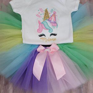 Unicorn Birthday Shirt and Tutu, Unicorn Shirt for Girls, Birthday One